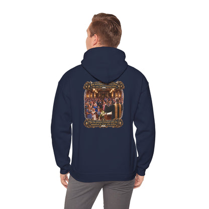 Religious Choir Scene Hoodie — Church Service Illustration