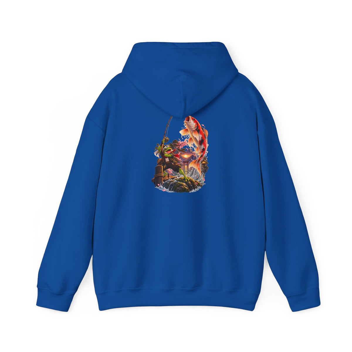 Hoodie - Koi Fish Garden Back Print Hoodie (Japanese Pond, Tranquil Zen Design)