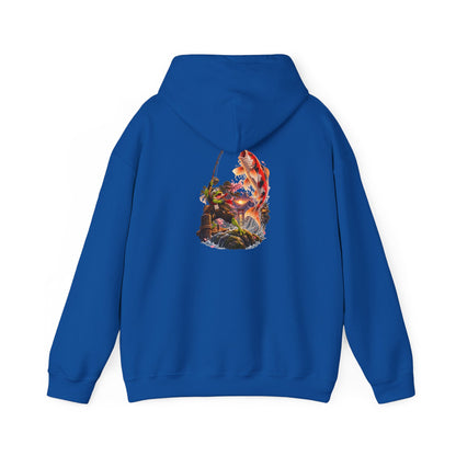 Hoodie - Koi Fish Garden Back Print Hoodie (Japanese Pond, Tranquil Zen Design)