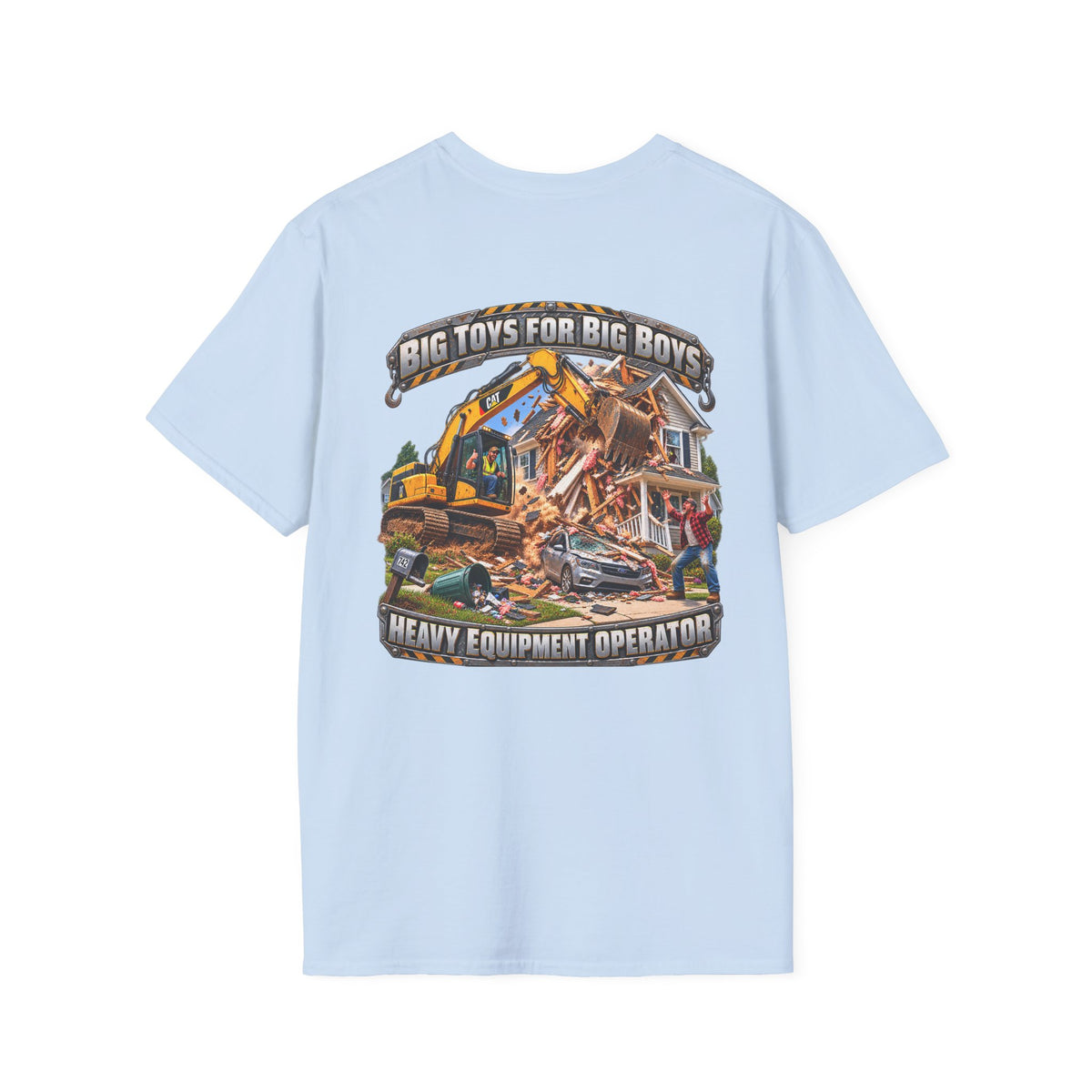 Funny Heavy Equipment Operator T-Shirt — "Big Toys for Big Boys" Construction Truck Graphic