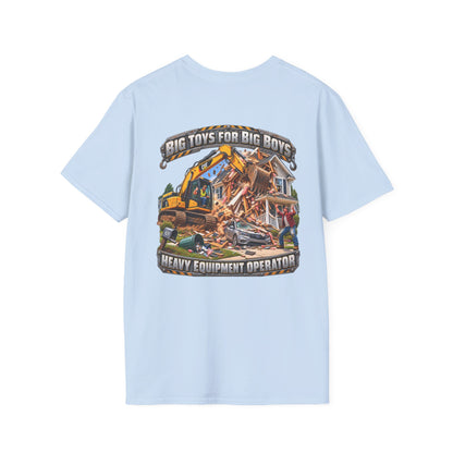 Funny Heavy Equipment Operator T-Shirt — "Big Toys for Big Boys" Construction Truck Graphic