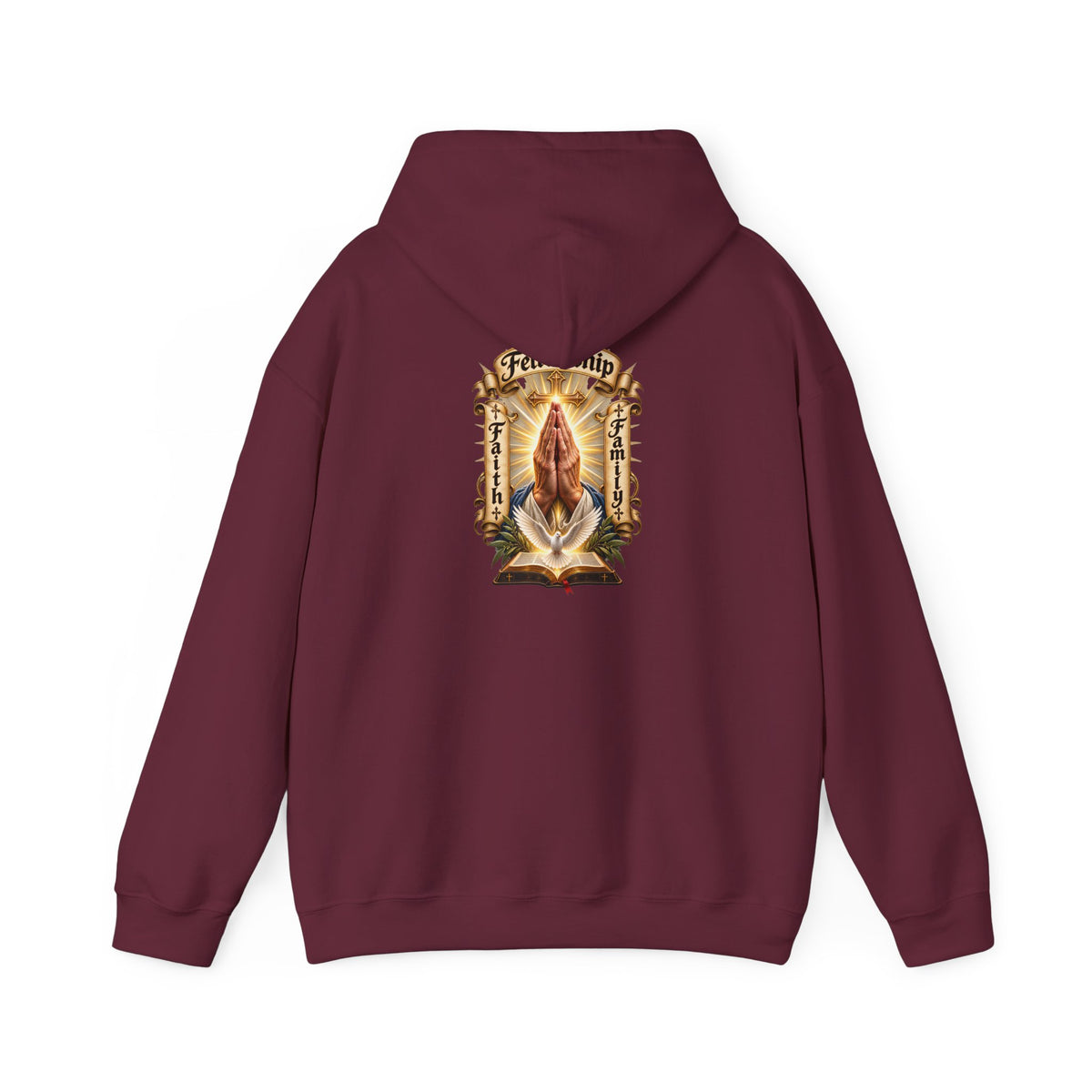 Prayer Hands Hoodie — Vintage Sacred Heart Religious Hoodie - Personalized
