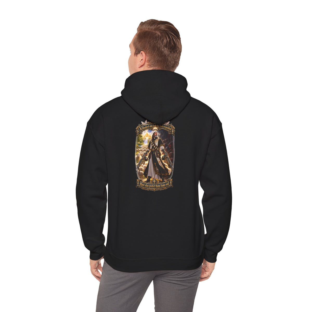 Hoodie: Gothic Angel Guardian Back Print Hoodie – Dark Fantasy Streetwear - Personalized