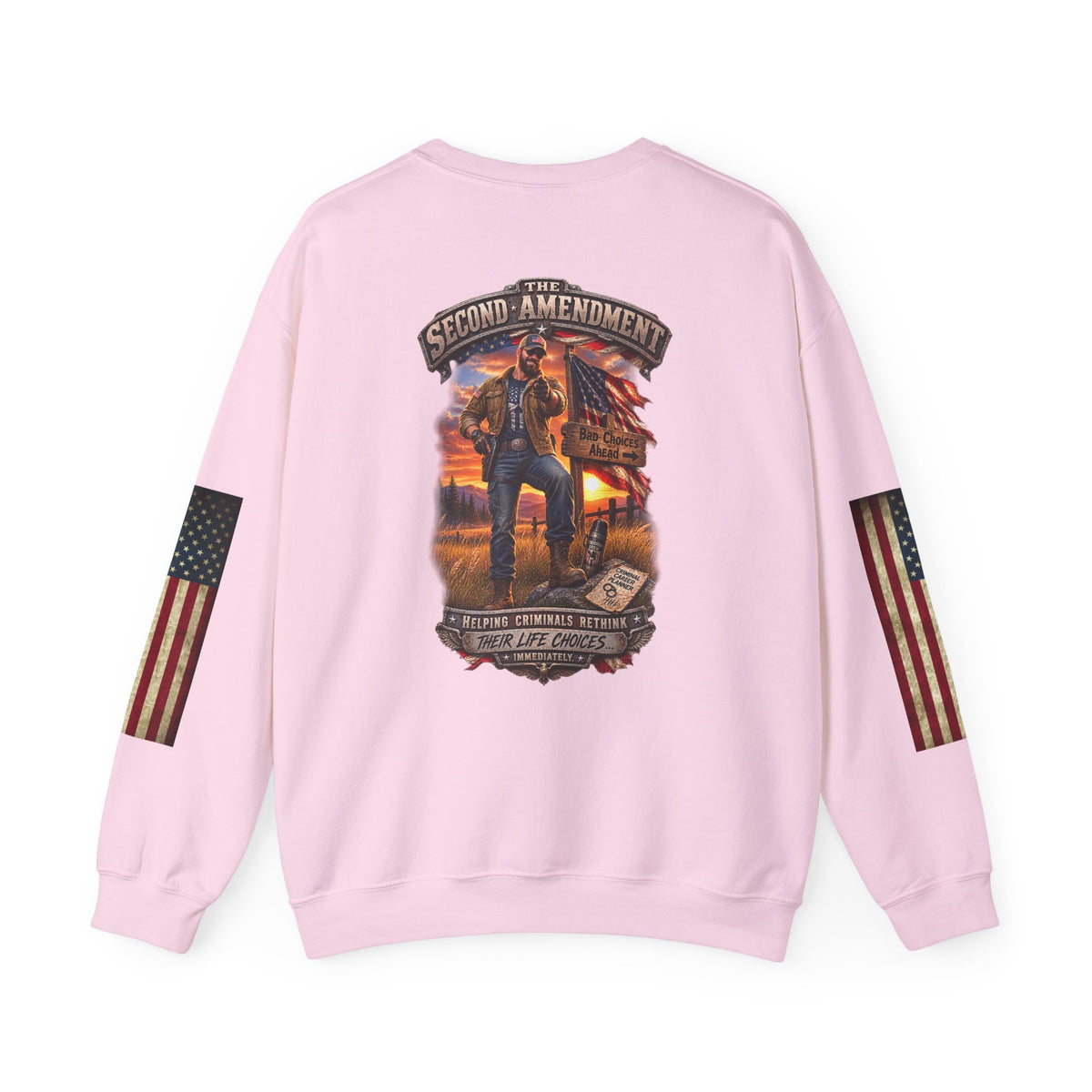 Veteran Tribute Crewneck Sweatshirt — American Flag Sleeve Patriotic Military Sweatshirt - Personalized