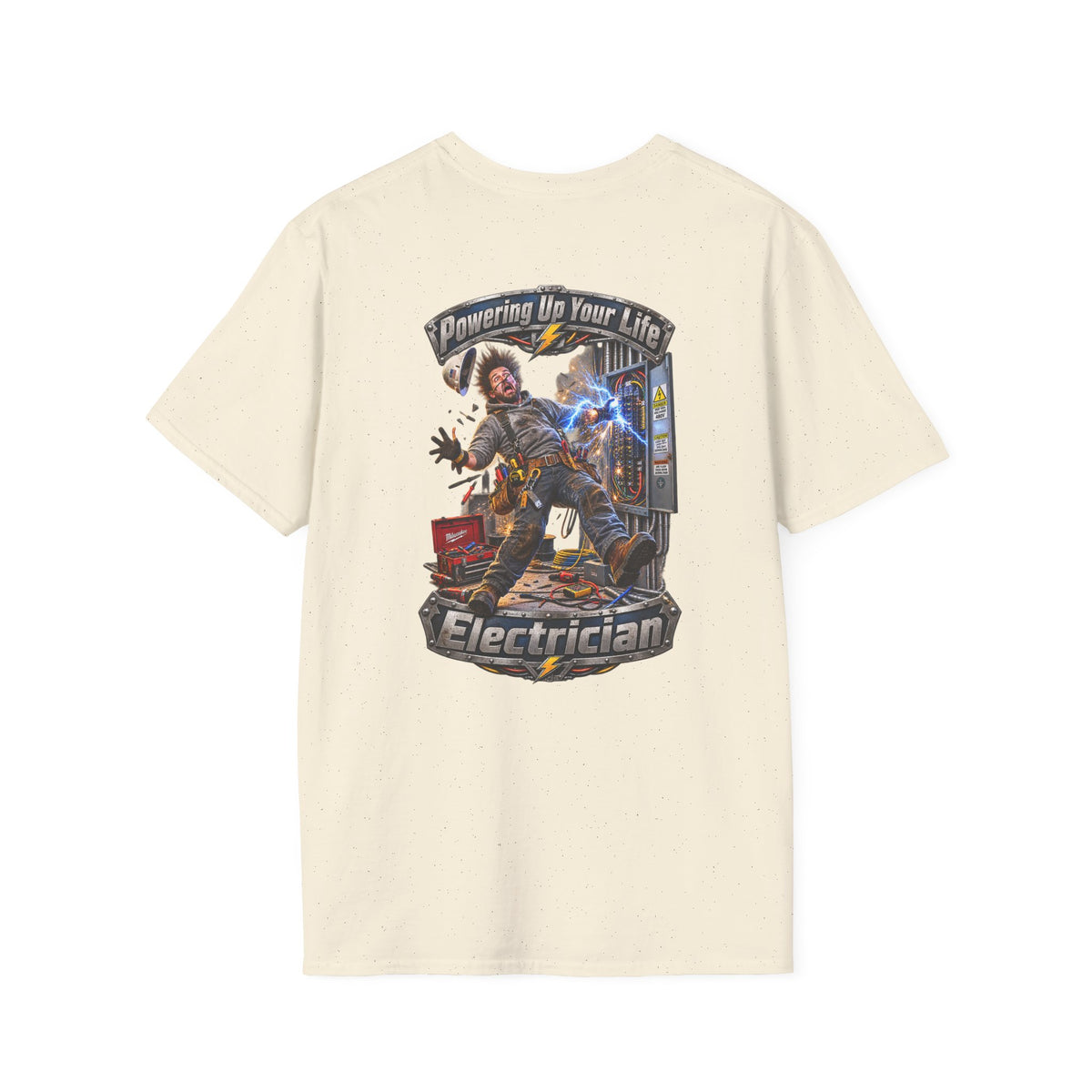 Funny Electrician Crewneck T-Shirt — 'Powering Up Your Life' Tradesman Gift - Personalized