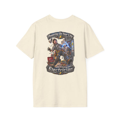 Funny Electrician Crewneck T-Shirt — 'Powering Up Your Life' Tradesman Gift - Personalized