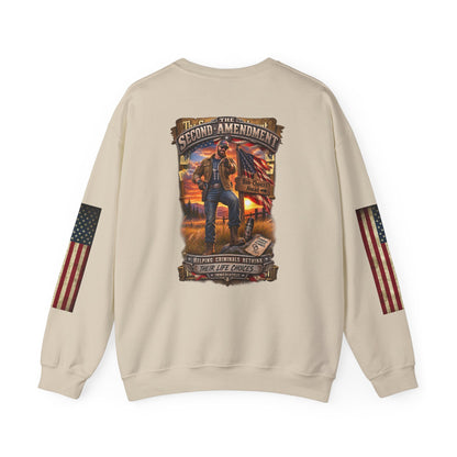 Veteran Tribute Crewneck Sweatshirt— American Flag Sleeve Patriotic Military Sweatshirt