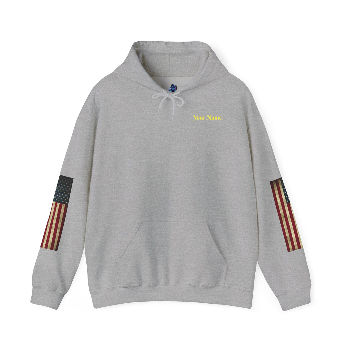 Patriotic Veteran Tribute Hoodie — American Flag Sleeves & Military Honor Back Print - Personalized