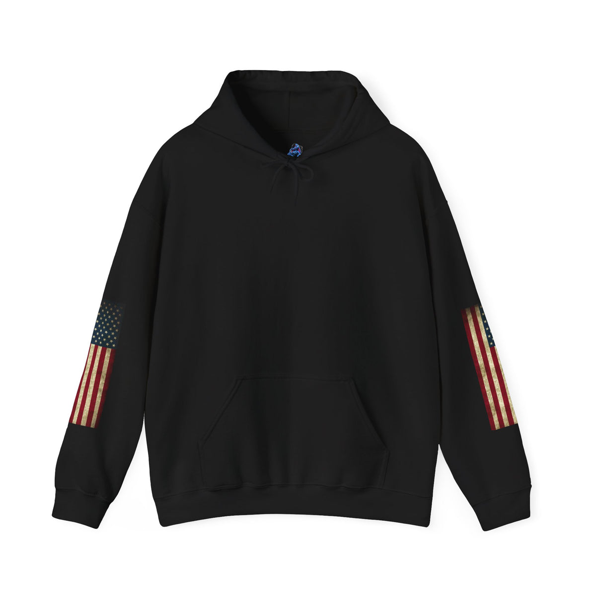 Patriotic Revolutionary War Hoodie — Vintage American Flag Sleeves