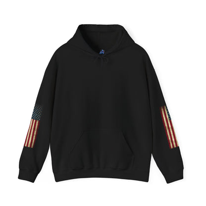 Patriotic Revolutionary War Hoodie — Vintage American Flag Sleeves