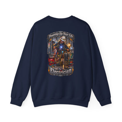 Electrician Crewneck Sweatshirt — 'Powering Up Your Life' Tradesman Gift