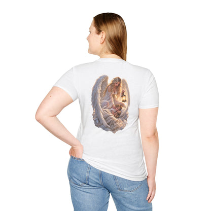 Angel Embrace T-Shirt — Serene Guardian Back Print - personalized