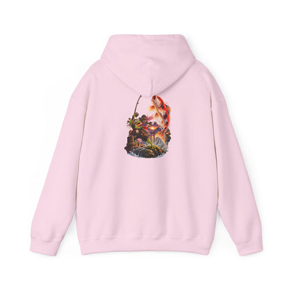 Hoodie - Koi Fish Garden Back Print Hoodie (Japanese Pond, Tranquil Zen Design)