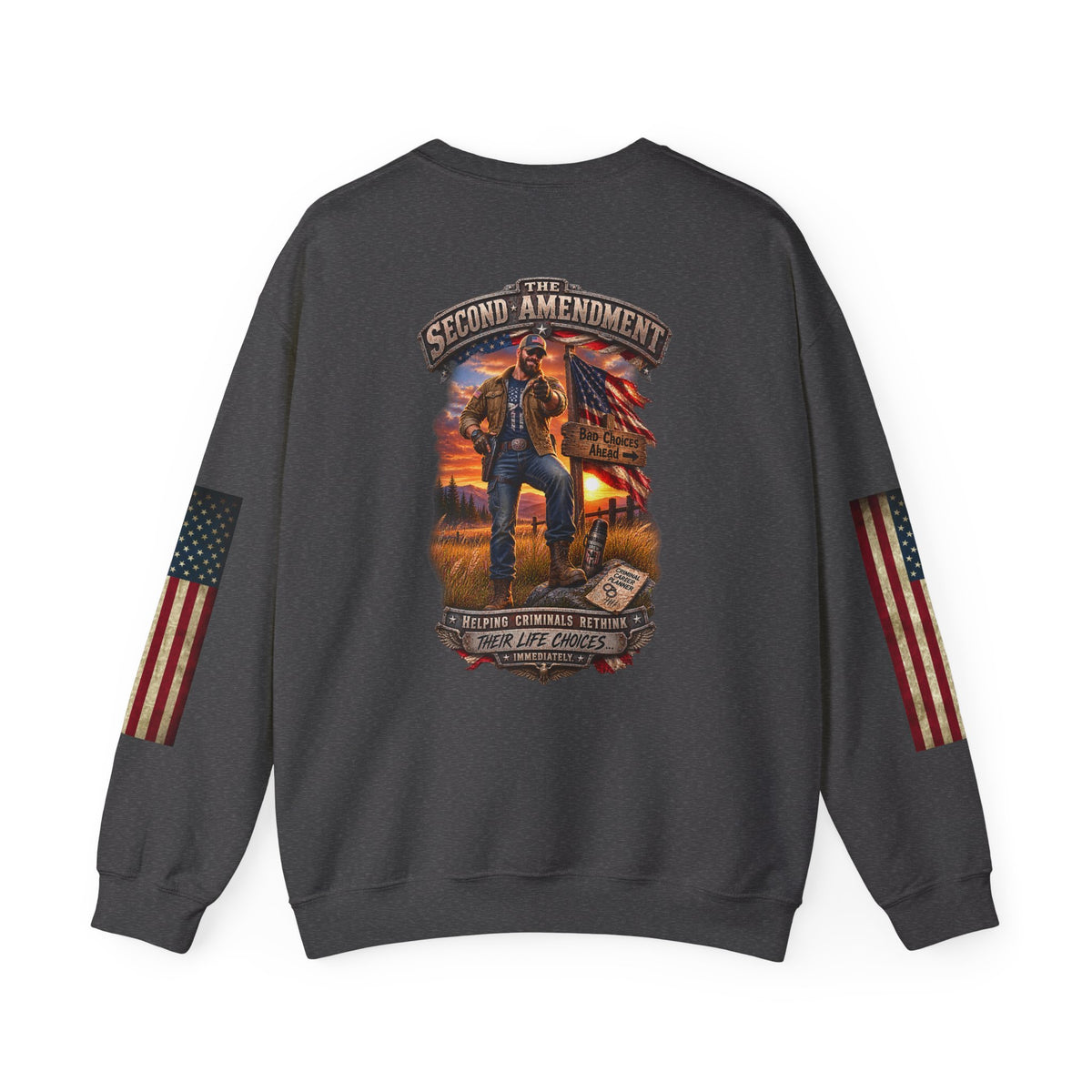 Veteran Tribute Crewneck Sweatshirt — American Flag Sleeve Patriotic Military Sweatshirt - Personalized