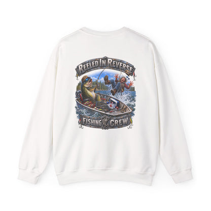 Fishing Crewneck Sweatshirt — "Reeled in Reverse" Graphic