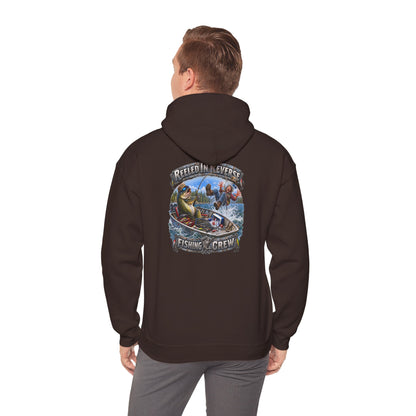 Fishing Crewneck Hoodie — "Reeled in Reverse" Graphic