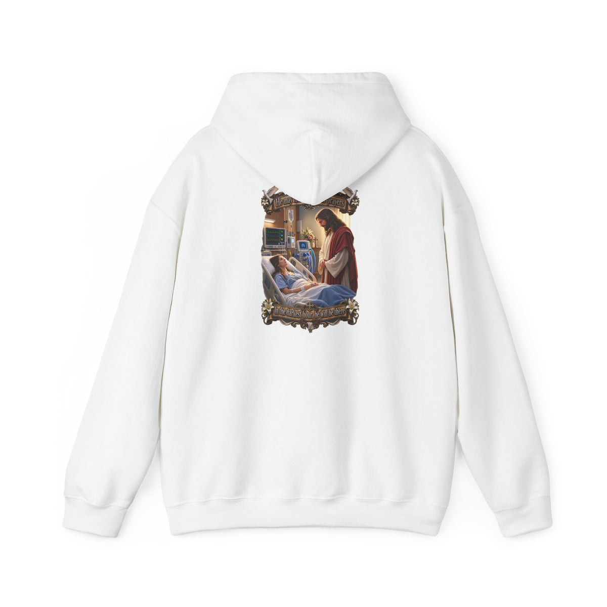 Religious Prayer Hoodie – Comforting Hospital Scene Pullover