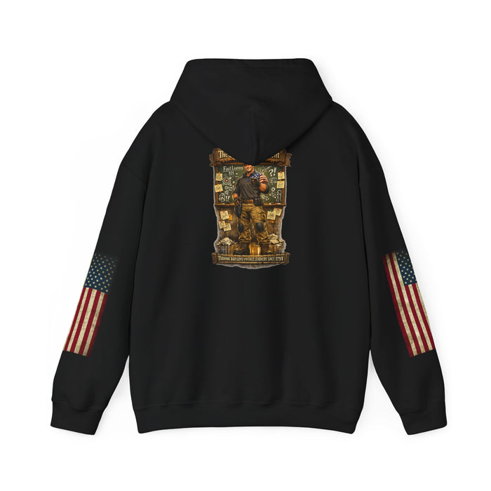 Patriotic Veteran Tribute Hoodie — American Flag Sleeves & Military Honor Back Print