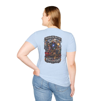 Electrician Crewneck T-Shirt — 'Powering Up Your Life' Tradesman Gift - Personalized
