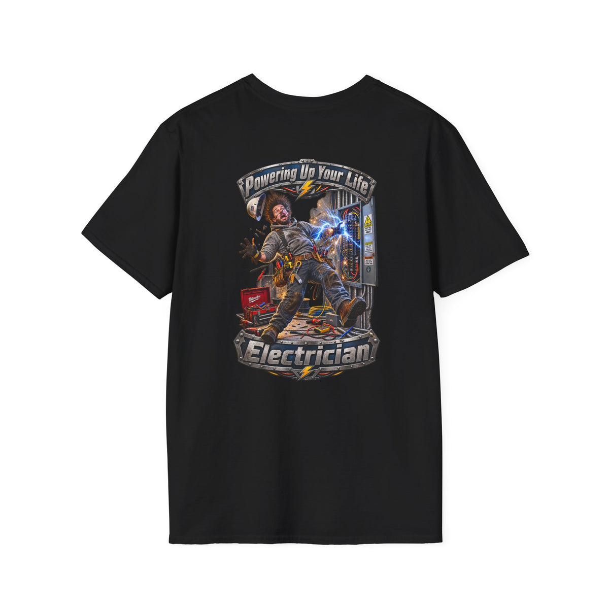 Funny Electrician T-Shirt — 'Powering Up Your Life' Tradesman Gift