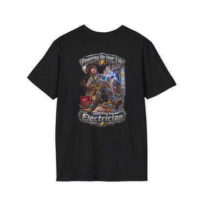 Funny Electrician T-Shirt — 'Powering Up Your Life' Tradesman Gift