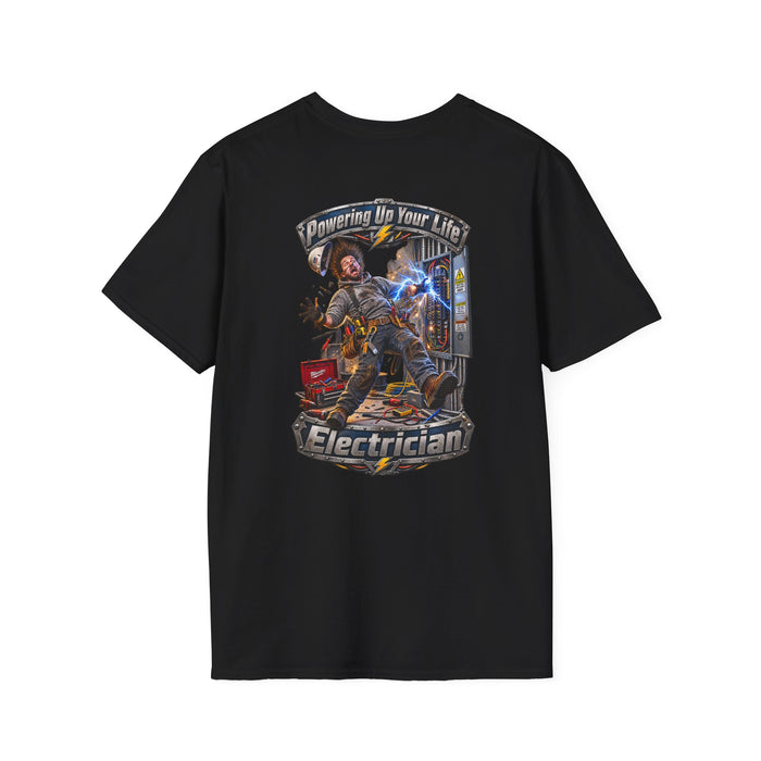 Funny Electrician T-Shirt — 'Powering Up Your Life' Tradesman Gift