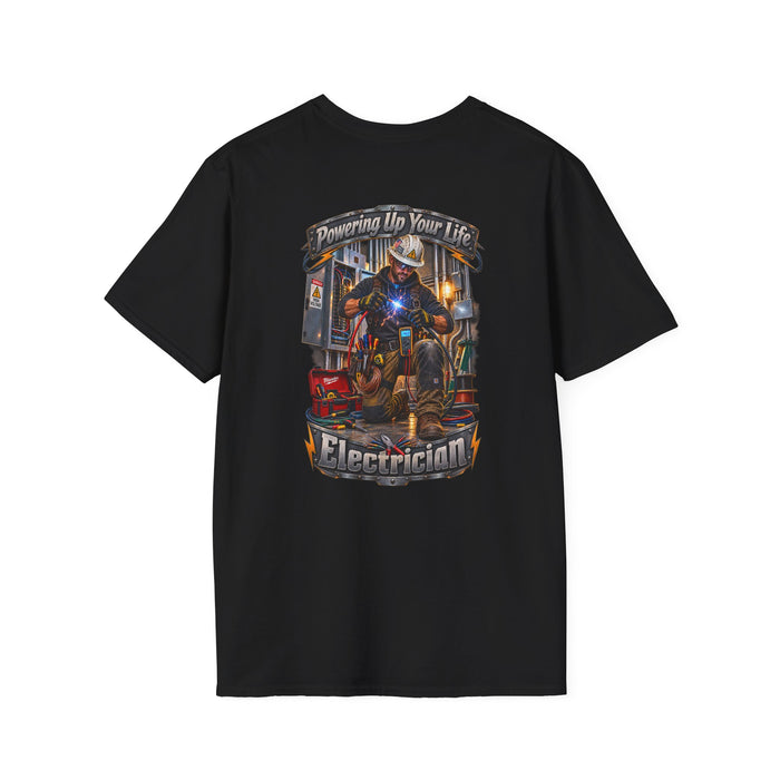 Electrician Crewneck T-Shirt — 'Powering Up Your Life' Tradesman Gift - Personalized