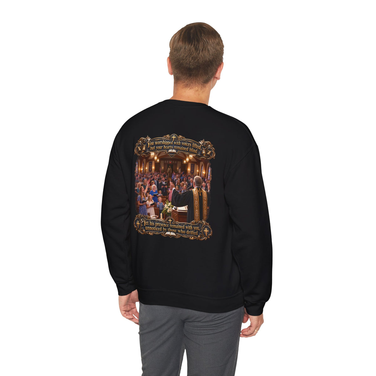 Religious Choir Scene Crewneck Sweatshirt — Church Service Illustration - Personalized