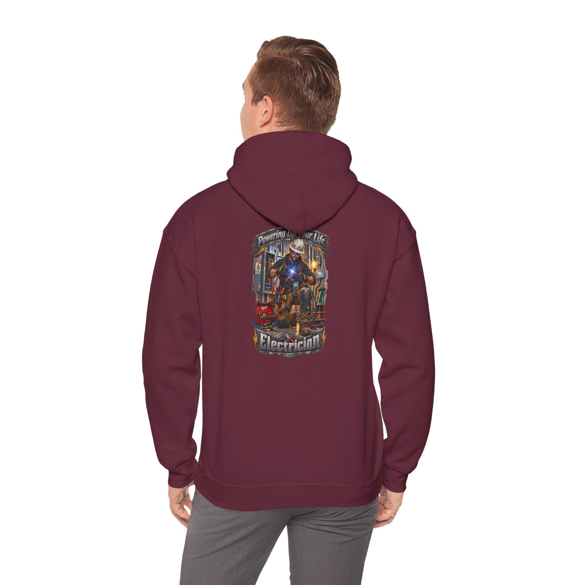 Electrician Hoodie — 'Powering Up Your Life' Tradesman Gift