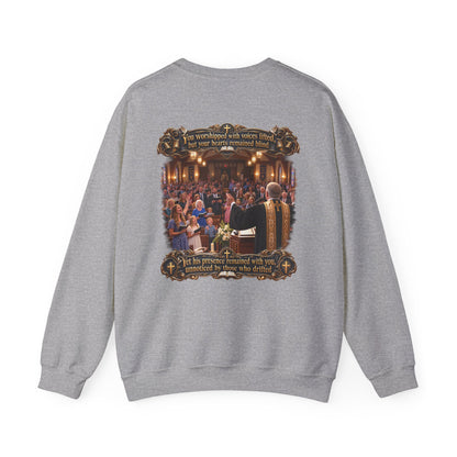 Religious Choir Scene Crewneck Sweatshirt — Church Service Illustration - Personalized