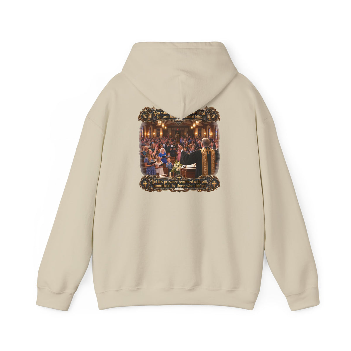 Religious Choir Scene Hoodie — Church Service Illustration