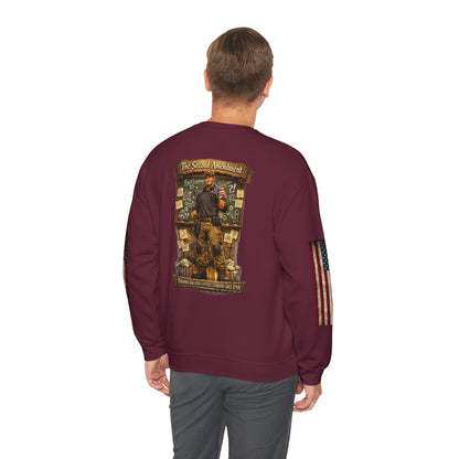 Patriotic Veteran Tribute Crewneck Sweatshirt — American Flag Sleeves & Military Honor Back Print - Personalized