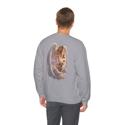 Angel Embrace Crewneck Sweatshirt — Serene Guardian Back Print