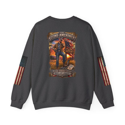 Veteran Tribute Crewneck Sweatshirt— American Flag Sleeve Patriotic Military Sweatshirt