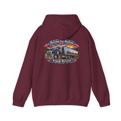 Truck Driver Hoodie — "Driving the Nation" Patriotic Semi-Truck Design - Personalized