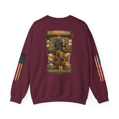 Patriotic Veteran Tribute Crewneck Sweatshirt — American Flag Sleeves & Military Honor Back Print - Personalized