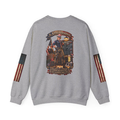 Patriotic Revolutionary War Crewneck Sweatshirt — Vintage American Flag Sleeves