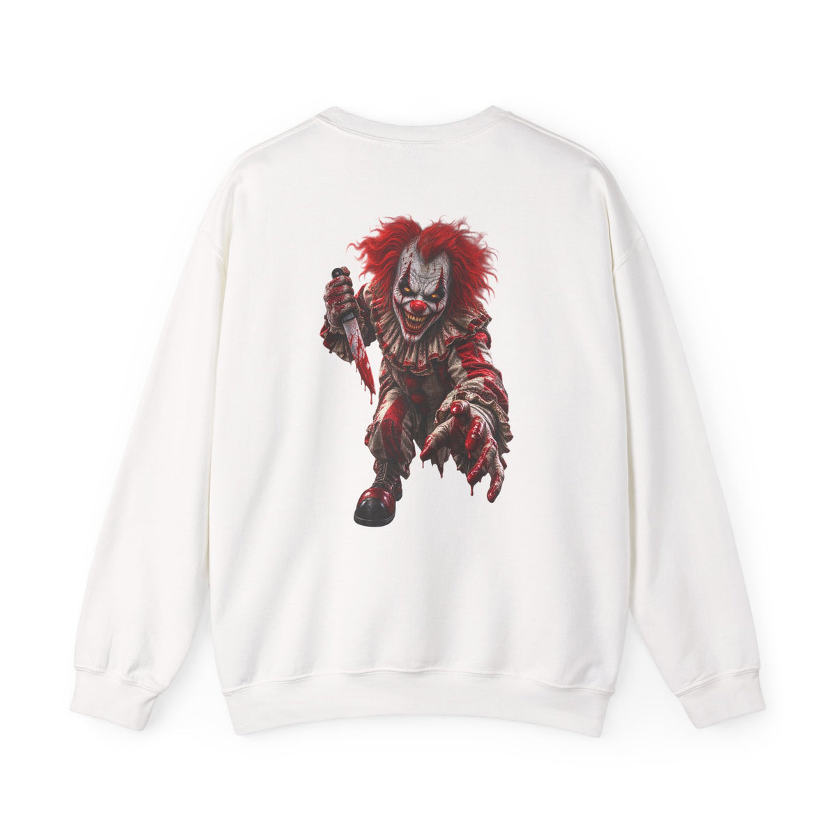 Horror Clown Graphic Sweatshirt — Creepy Red Pennywise Style Back Print - Personalized