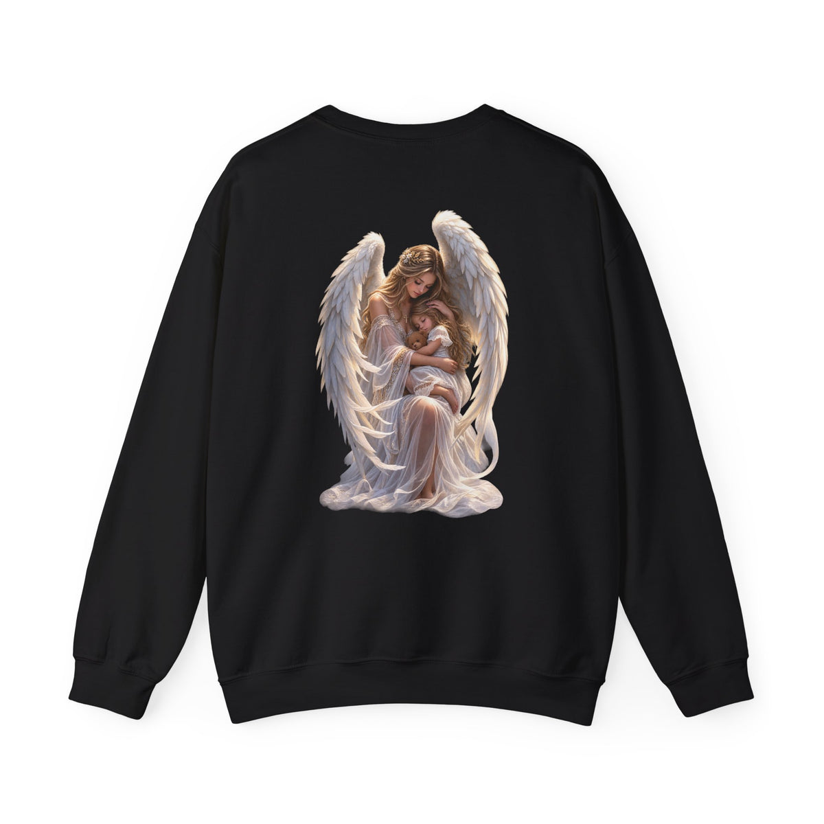 Angel Mother & Child Crewneck Sweatshirt – Serene Guardian Graphic Pullover - personalized