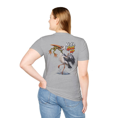 Never Give Up Stork & Frog T-Shirt