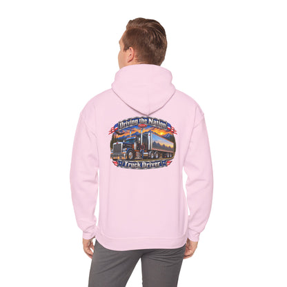 Truck Driver Hoodie — "Driving the Nation" Patriotic Semi-Truck Design - Personalized