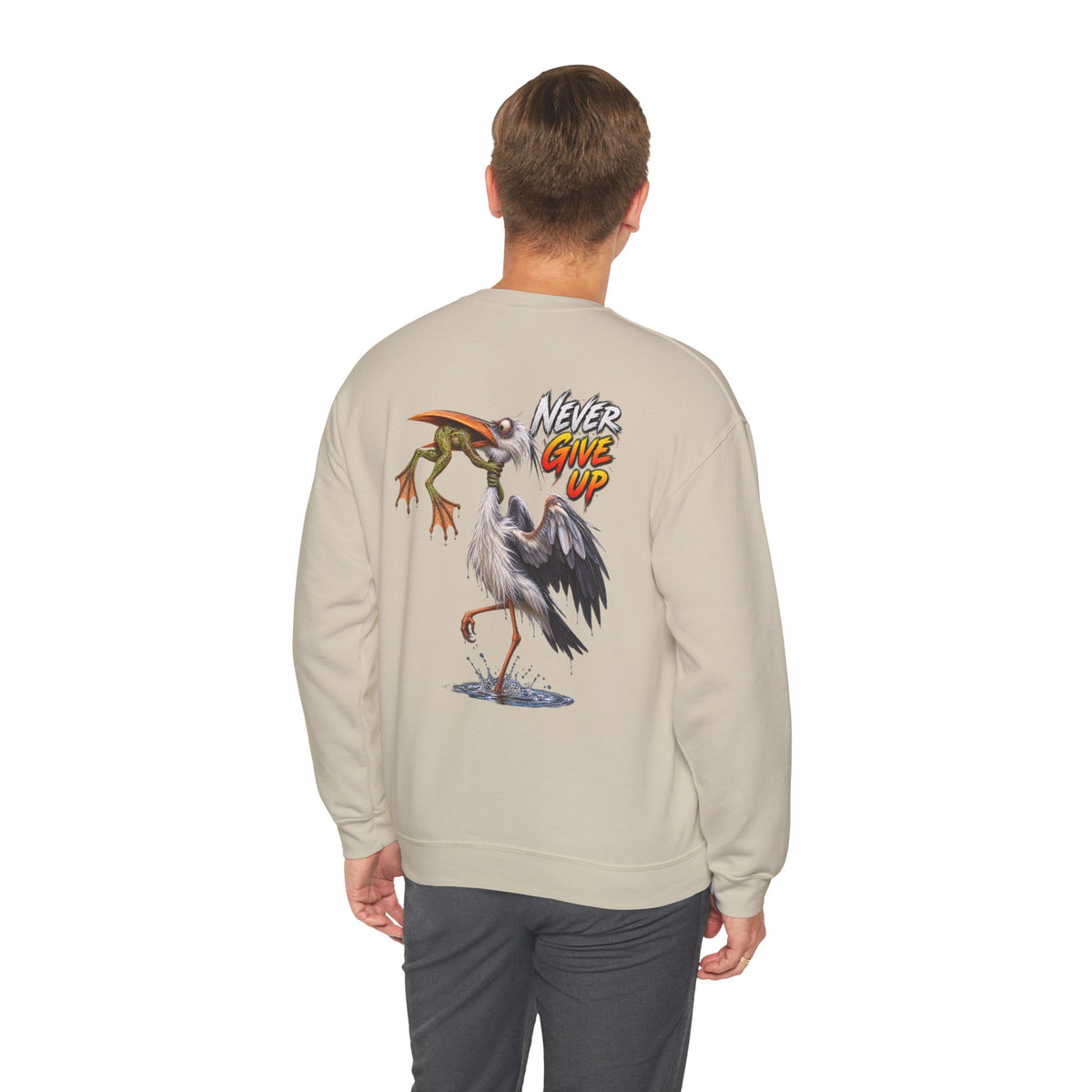Never Give Up Stork & Frog Crewneck Sweatshirt