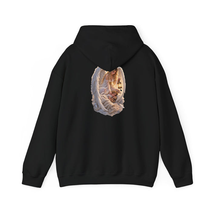 Angel Embrace Hoodie — Serene Guardian Back Print