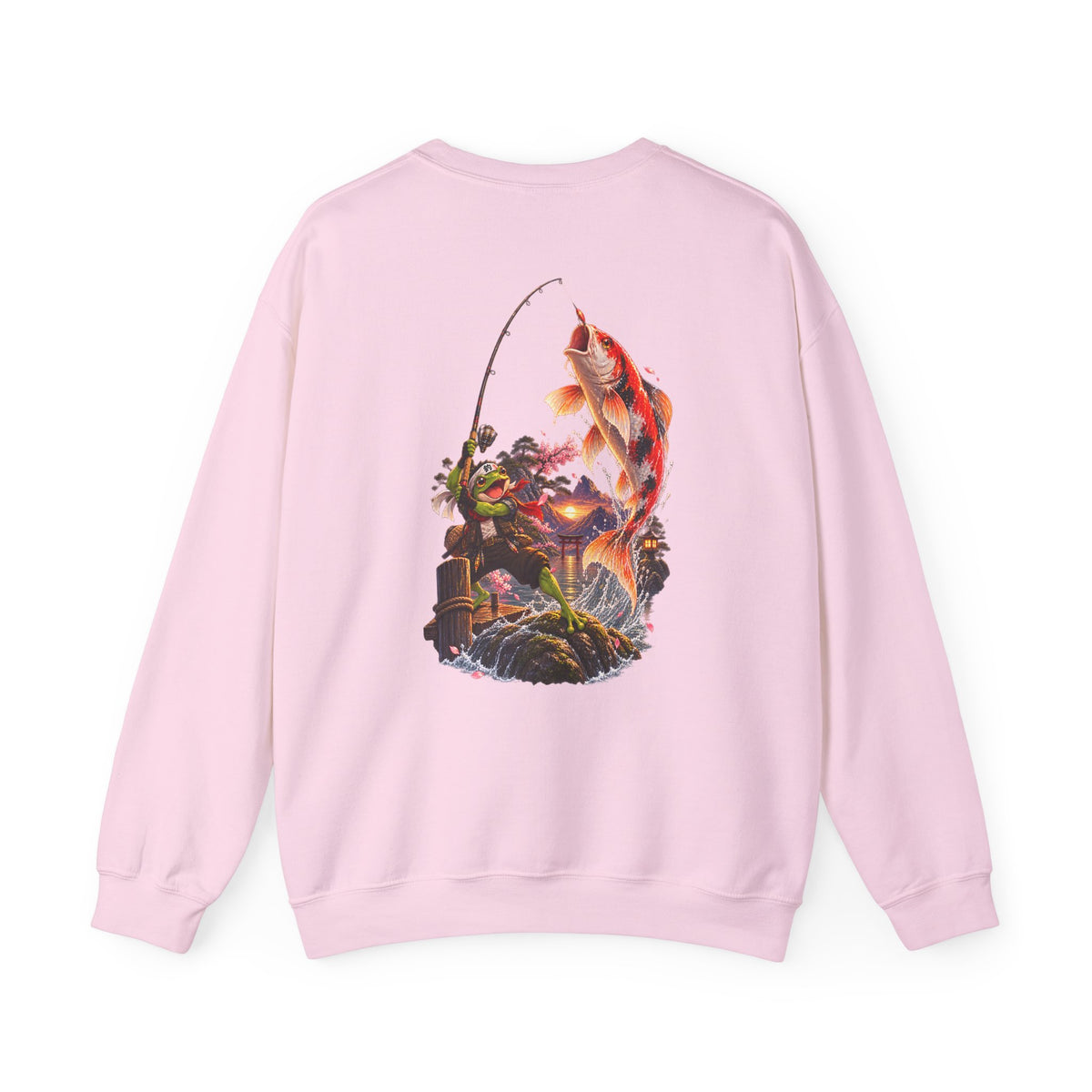 Koi Fishing Crewneck Sweatshirt — Asian Garden Koi Pond Graphic