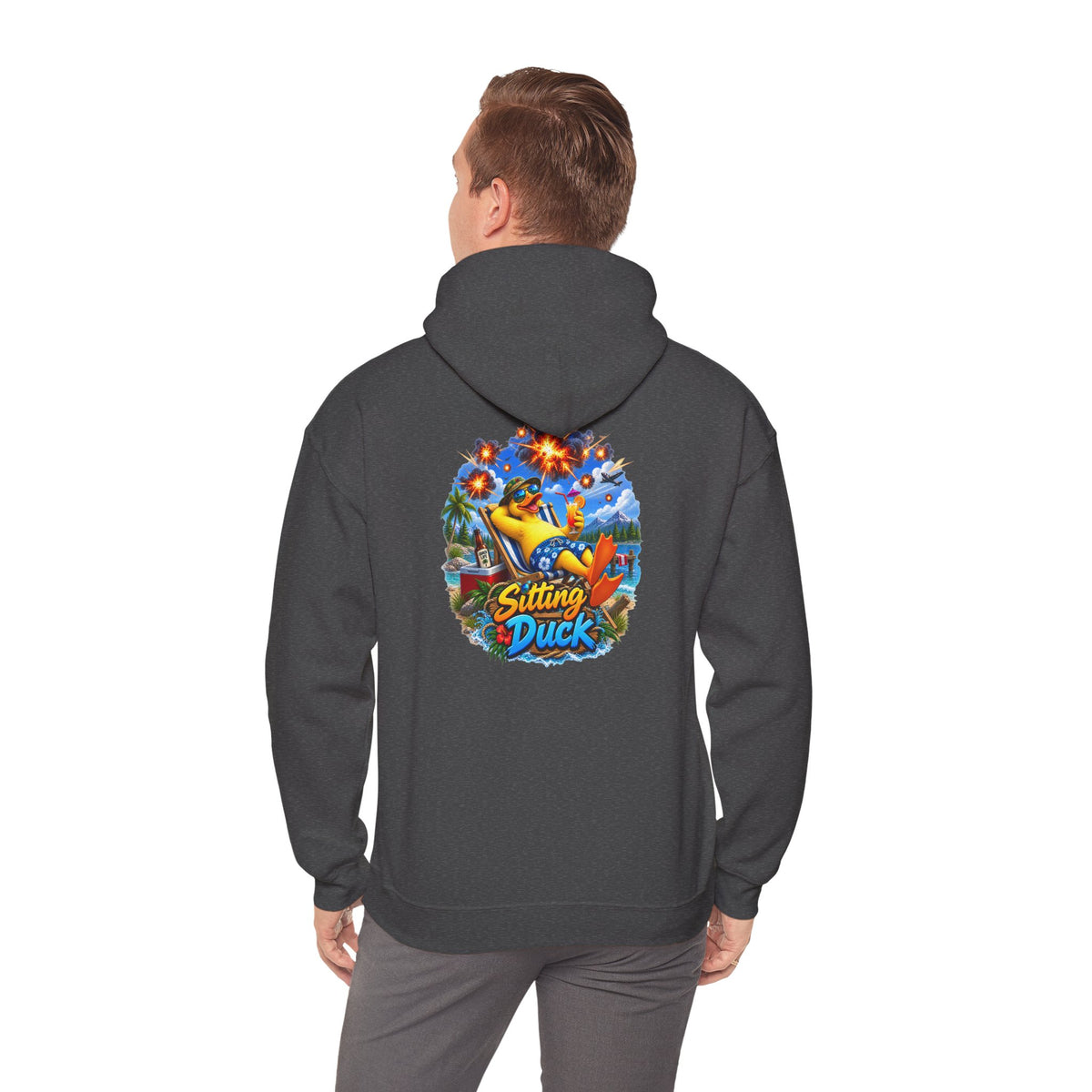 Sitting Duck Graphic Hoodie – Colorful Tropical Duck Illustration - Personalized