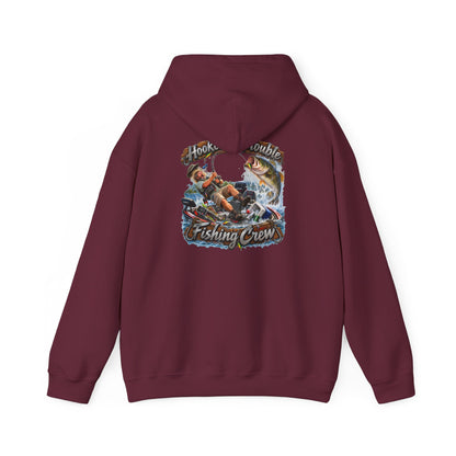 Fishing Crew Hoodie — "Hooked on Trouble" Graphic Hoodie