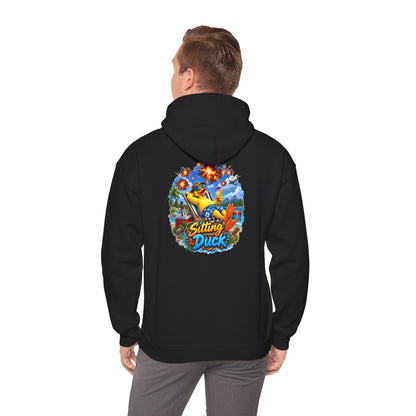 Sitting Duck Graphic Hoodie – Colorful Tropical Duck Illustration