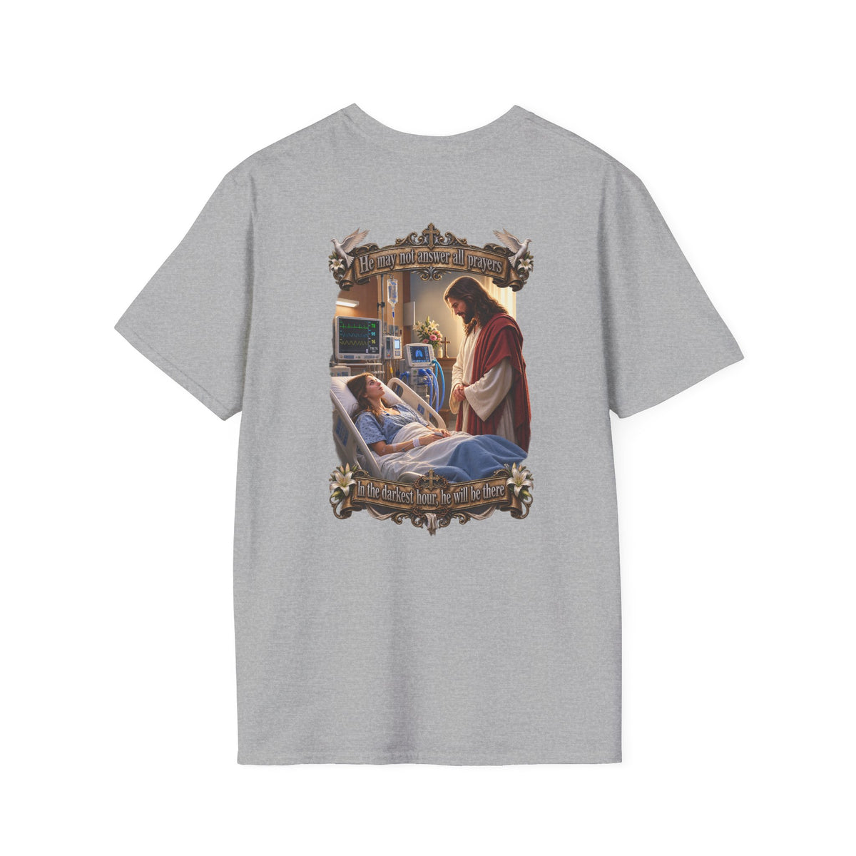 Religious Prayer T-Shirt – Comforting Hospital Scene Pullover