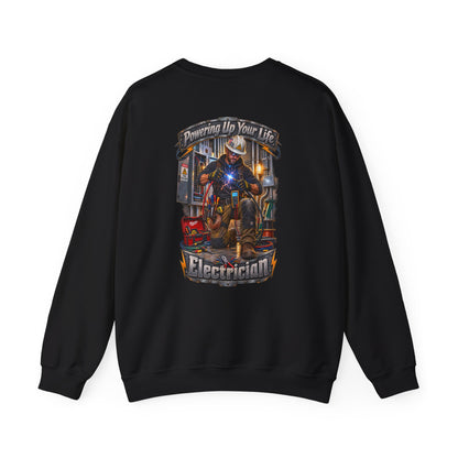 Electrician Crewneck Sweatshirt — 'Powering Up Your Life' Tradesman Gift - Personalized