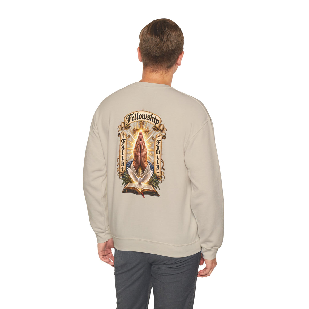 Prayer Hands Sweatshirt — Vintage Sacred Heart Religious Sweatshirt - Personalized